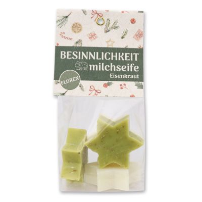 Sheep milk soap star 4x20g in a cellophane bag "Besinnlichkeit", Classic/Verbena 