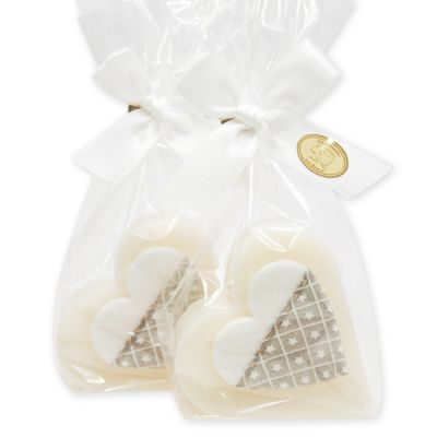 Sheep milk soap heart 85g decorated with heart in a cellophane, Classic 