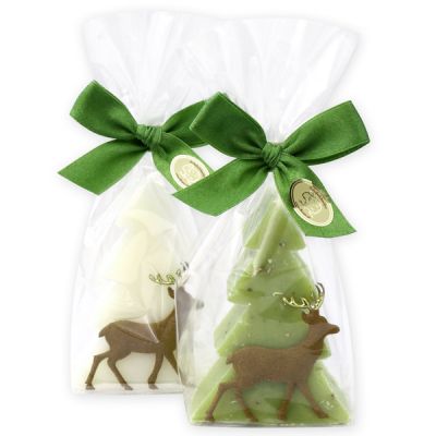 Sheep milk soap tree 75g, decorated with a deer in a cellophane, Classic/verbena 