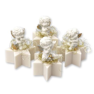 Sheep milk soap star 40g, decorated with an angel 'Igor', Christmas rose 