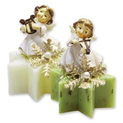Sheep milk soap star 40g, decorated with an angel, Classic/verbena 