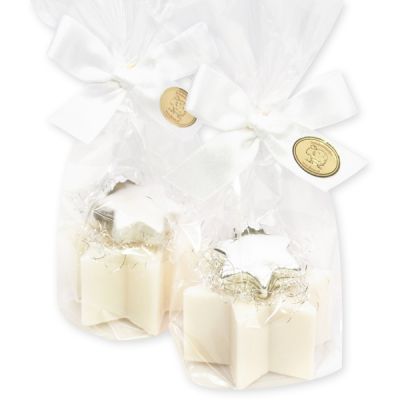 Sheep milk soap star 40g decorated with a star in a cellophane, Classic/christmas rose 