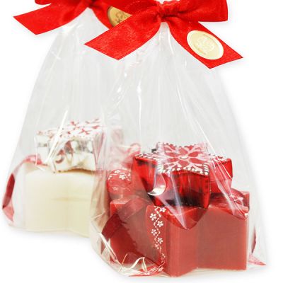 Sheep milk soap star 80g decorated with a star in a cellophane bag, Classic/Pomegranate 