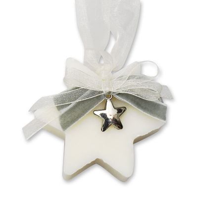 Sheep milk soap star 80g hanging decorated with an organza ribbon, Classic 