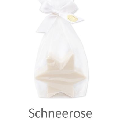 Sheep milk soap star 80g in a cellophane bag, Christmas rose white 