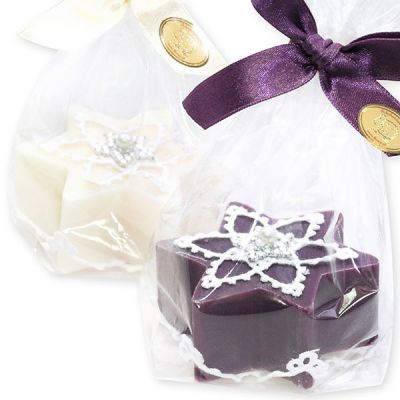Sheep milk soap 80g, decorated with a star in a cellophane, Classic/elderberry 