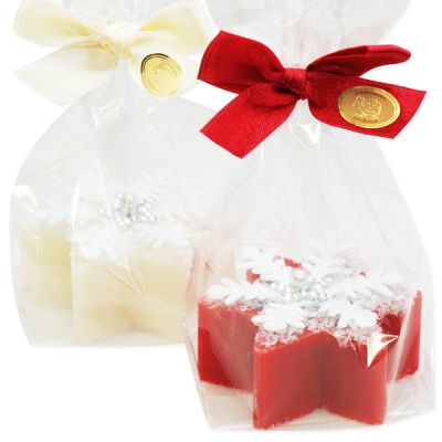Sheep milk star small 80g decorated with a snowflake in a cellophane, Classic/Pomegranate 