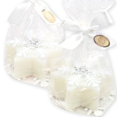 Sheep milk soap star 80g decorated with snowflakes in a cellophane, Classic 