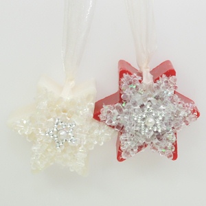 Sheep milk soap star 80g hanging, decorated with snow crystal, Classic/pomegranate 