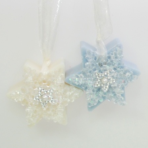 Sheep milk soap star 80g hanging, decorated with snow crystal, Classic/ice flower 