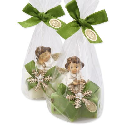 Sheep milk star soap 80g decorated with an angel in a cellophane, Classic/verbena 
