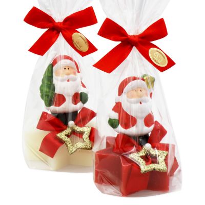 Sheep milk soap star 80g decorated with Santa in a cellophane, Classic/Pomegrante 