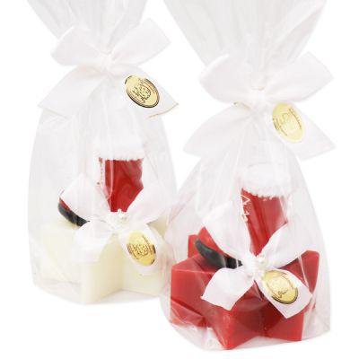 Sheep milk soap star 80g decorated with christmas boots in a cellophane, Classic/Pomegranate 