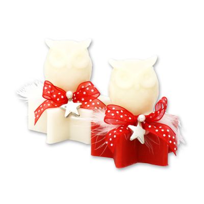 Sheep milk soap star 80g decorated with a soap owl 50g, Classic/Pomegranate 