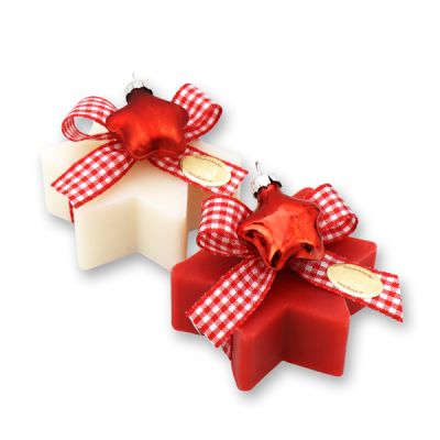 Sheep milk soap star 80g decorated with a glass star, Classic/Pomegranate 