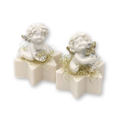 Sheep milk star soap 80g decorated with an angel 'Igor', Christmas rose 