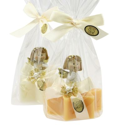 Sheep milk star soap 80g decorated with an angel in a cellophane, Classic/swiss pine 