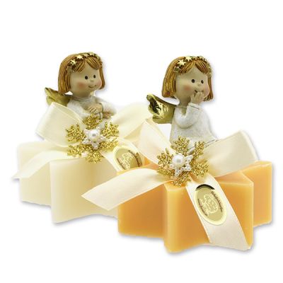 Sheep milk star soap 80g decorated with an angel, Classic/swiss pine 