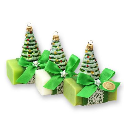 Sheep milk soap 100g, decorated with a glass christmas tree, sorted 
