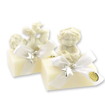 Sheep milk soap 100g decorated with an angel 'Igor', Christmas rose 