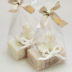 Sheep milk soap 100g decorated with a soap angel 20g in a cellophane, Classic/Almond oil 
