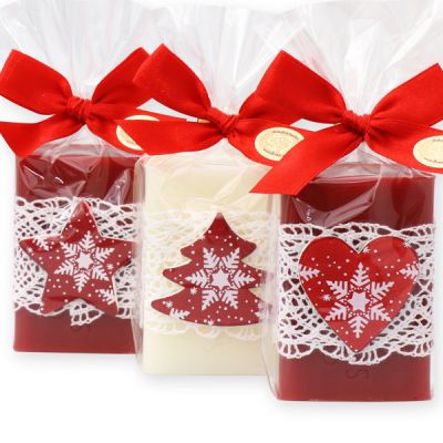 Sheep milk soap 100g decorated with christmas motifs in a cellophane, Classic/Pomegranate 