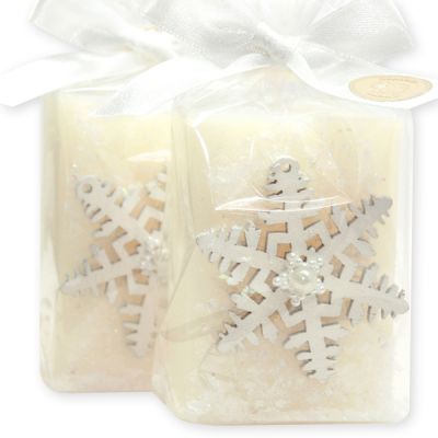 Sheep milk soap square 100g decorated with a snowflake in a cellophane, Classic 