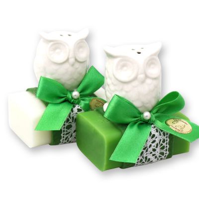 Sheep milk soap 100g decorated with an owl, Classic/apple 
