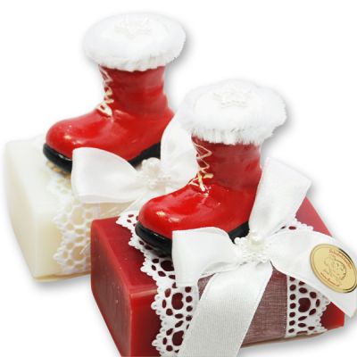 Sheep milk soap 100g decorated with christmas boots, Classic/Pomegranate 