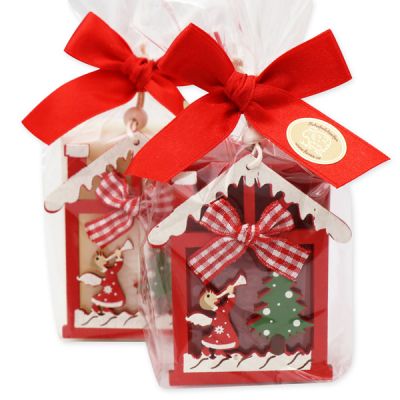 Sheep milk soap 100g decorated with a christmas motif in a cellophane, Classic/Pomegranate 