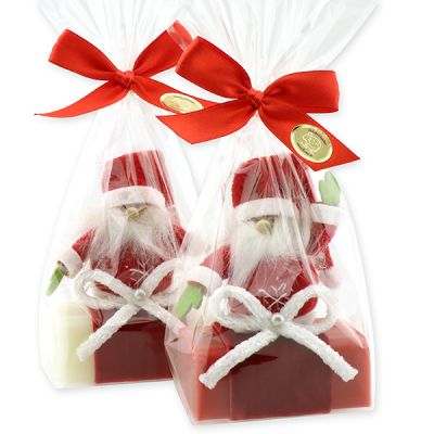 Sheep milk soap 100g decorated with a gnome in a cellophane, Classic/pomegranate 