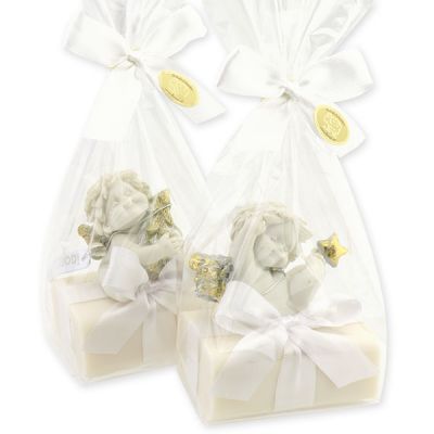 Sheep milk soap 100g decorated with an angel 'Igor' in a cellophane, Christmas rose 