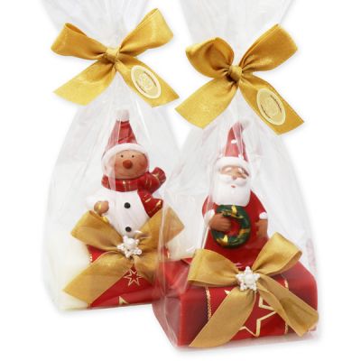 Sheep milk soap 100g decorated with christmas figures in a cellphane, Classic/Pomegranate 