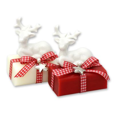 Sheep milk soap 100g decorated with a deer, Classic/pomegranate 