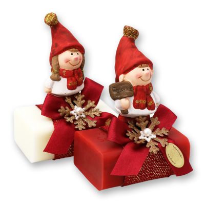 Sheep milk soap 100g decorated with a gnome, Classic/Pomegranate 