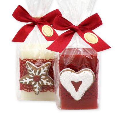 Sheep milk soap 100g decorated with a gingerbread decoration in a cellophane, Classic/Pomegranate 