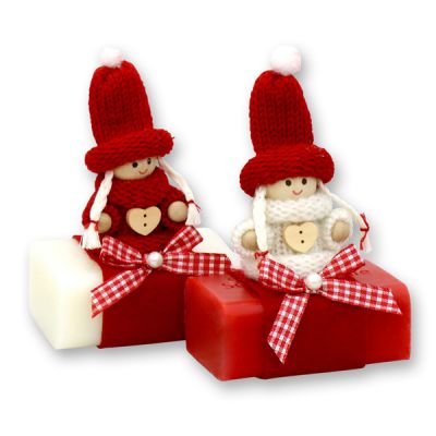 Sheep milk soap 100g decorated with a gnome, Classic/pomegranate 