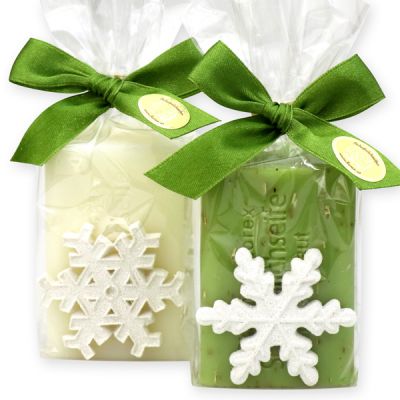 Sheep milk soap 100g, decorated with a snowflake in a cellophane, Classic/verbena 