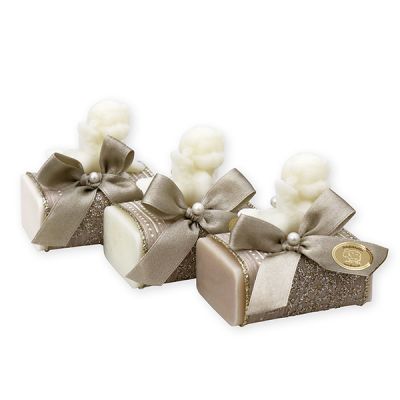 Sheep milk soap 100g decorated with a soap angel 20g, Classic/Almond oil/Christmas rose white 