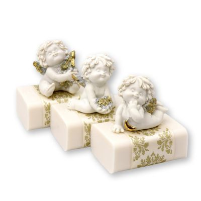 Sheep milk soap 100g decorated with an angel 'Igor', Christmas rose 