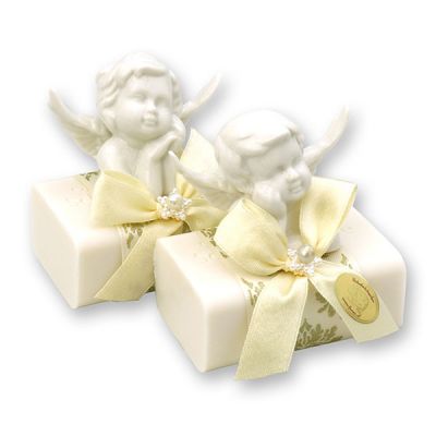 Sheep milk soap 100g decorated with an angel, Christmas rose 