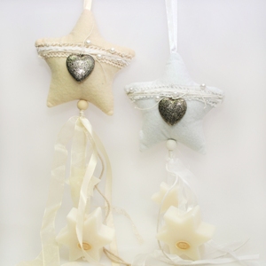 Sheep milk soap star 80g and star 20g, hanging with a fabric star, Classic 