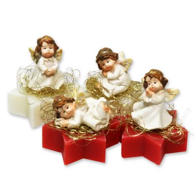 Sheep milk star soap 20g decorated with an angel, Classic/pomegranate 