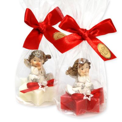Sheep milk star soap 20g decorated with an angel in a cellophane, Classic/pomegranate 