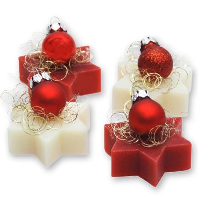 Sheep milk star soap 20g decorated with a christmas ball, Classic/pomegranate 