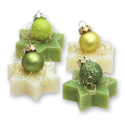 Sheep milk star soap 20g decorated with a christmas ball, Classic/verbena 