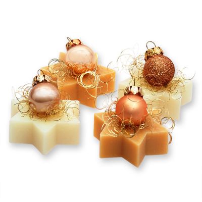 Sheep milk star soap 20g decorated with a christmas ball, Classic/Swiss pine 