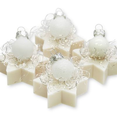 Sheep milk star soap 20g decorated with a christmas ball, Christmas rose 