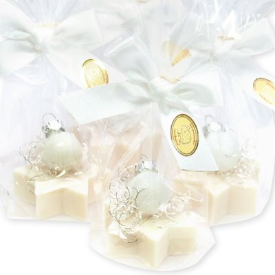 Sheep milk star soap 20g decorated with a christmas ball in a cellophane, Christmas rose 