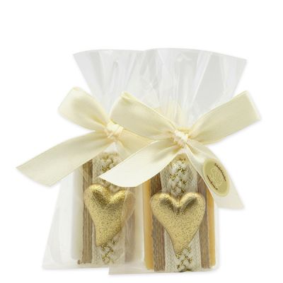 Sheep milk soap 25g decorated with heart in a cellophane, Classic/Swiss Pine 